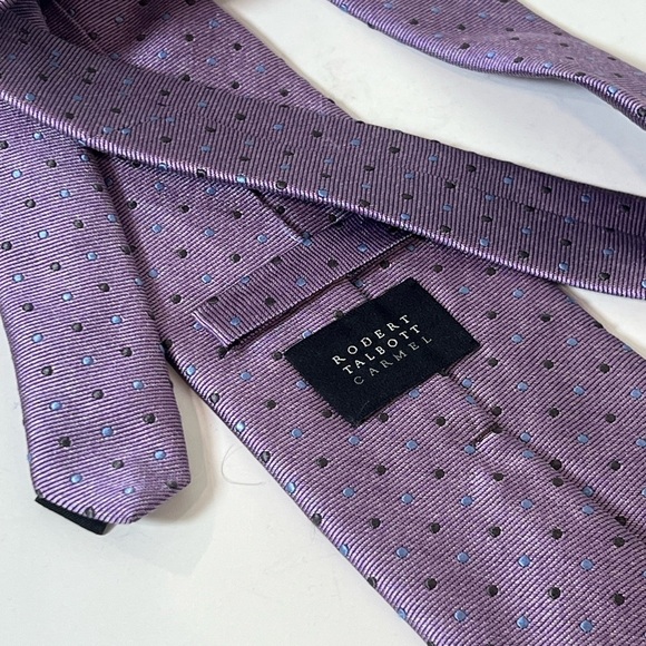 Robert Talbott Carmel Hand Sewn Made in USA 100% Silk Purple Polka Dot Tie - Picture 3 of 9